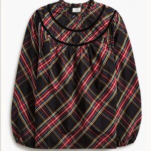 J. Crew Tartan Long Sleeve Blouse
